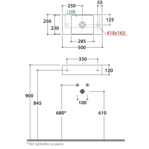 Раковина GLOBO T-EDGE подвесная цвет белый B6R52BI